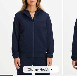 Fabletics Daily 3 Pocket Scrub Jacket Navy Small